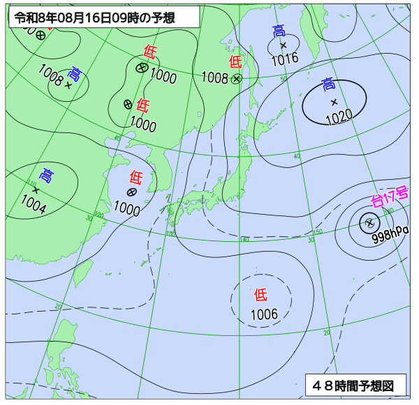 48時間天気予想図