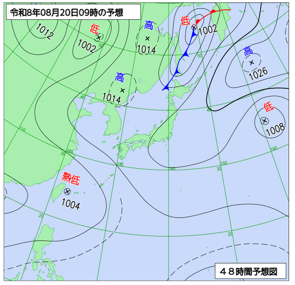 48時間天気予想図