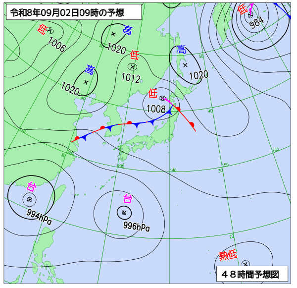 48時間天気予想図