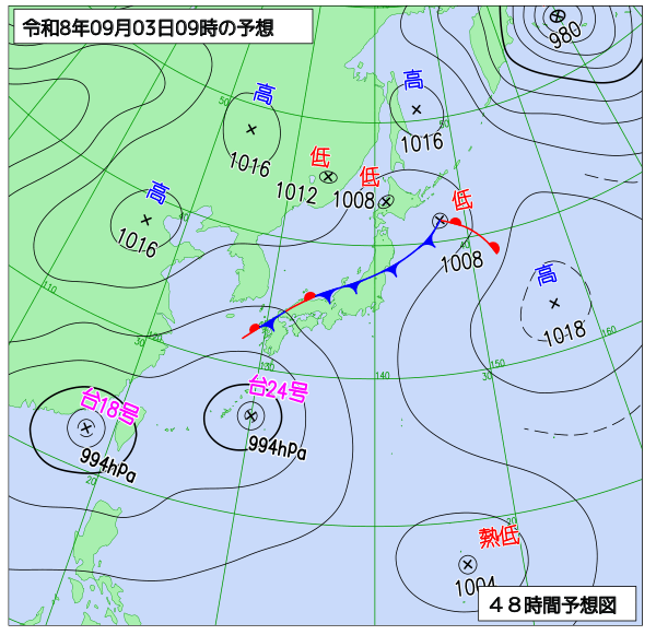 48時間天気予想図