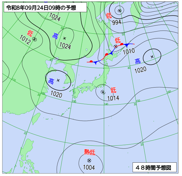 48時間天気予想図
