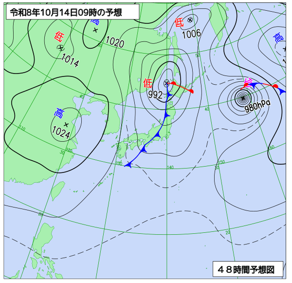 48時間天気予想図
