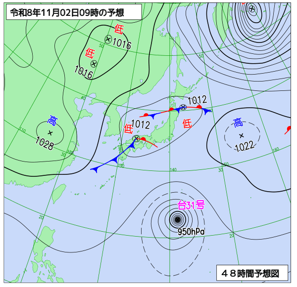 48時間天気予想図